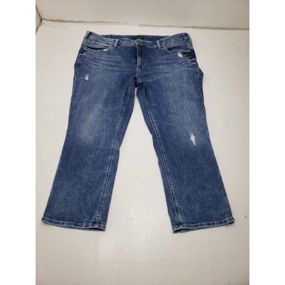 Silver Jeans Elyse Capri Womens Size 20X 22 1/2 Distressed Medium Wash - Picture 1 of 12
